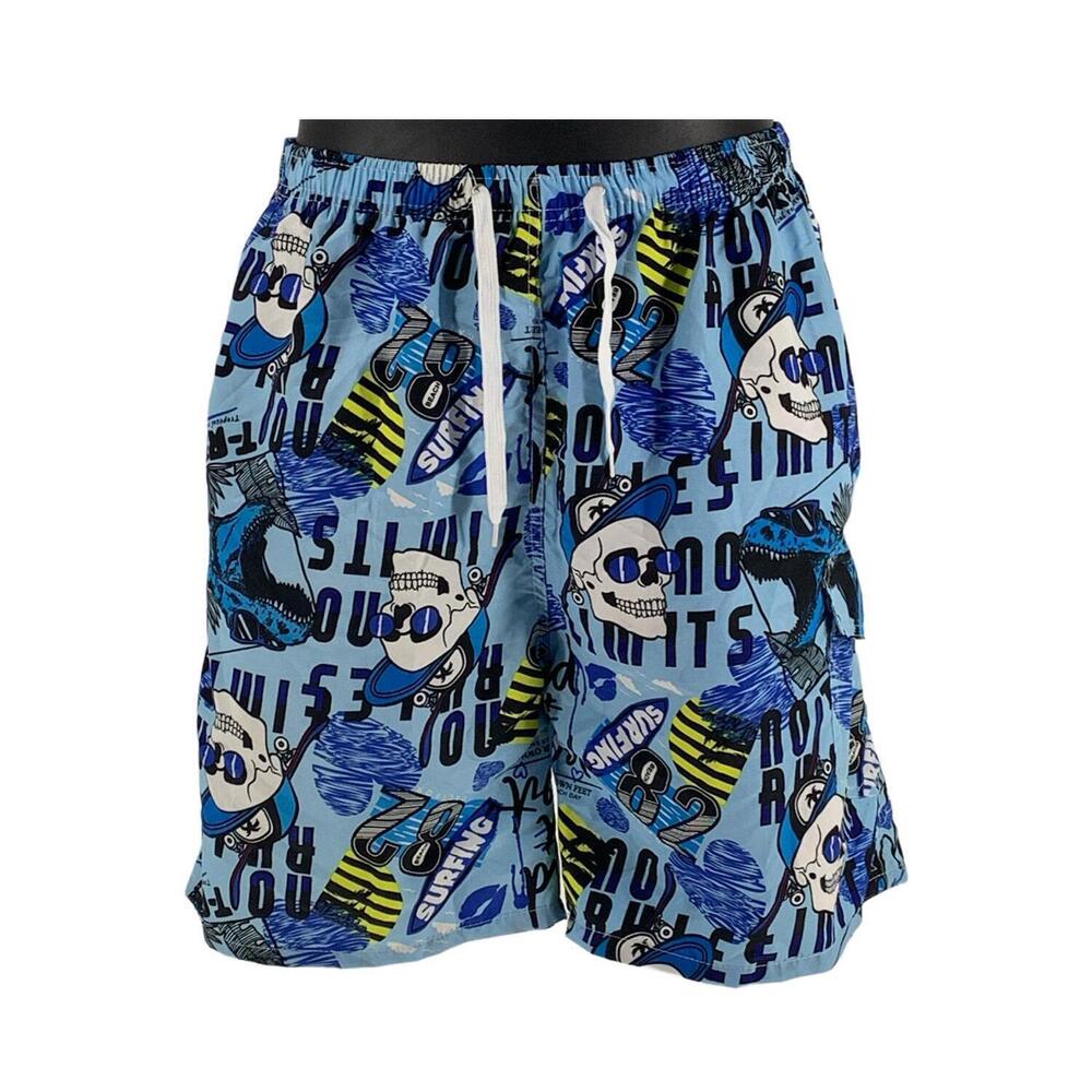 Comfort Fit Men's Three Pocket Knee Length Swim Trunks Rad Blue - Regular